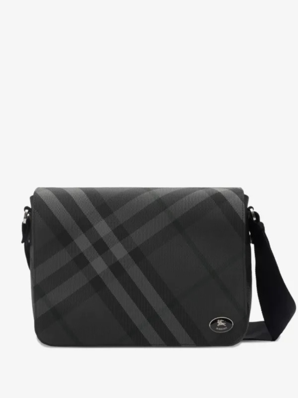 Black Men's Plaid Crossbody Messenger Bag